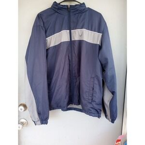 Starter Men's Navy Blue Sapphire Windbreaker Embroidered Logo XL EUC